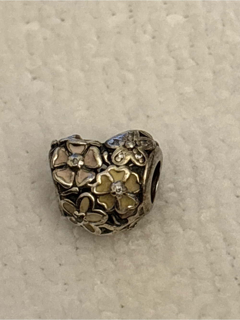 Floral Heart Silver pandora Charm Bead - Women's Jewelry